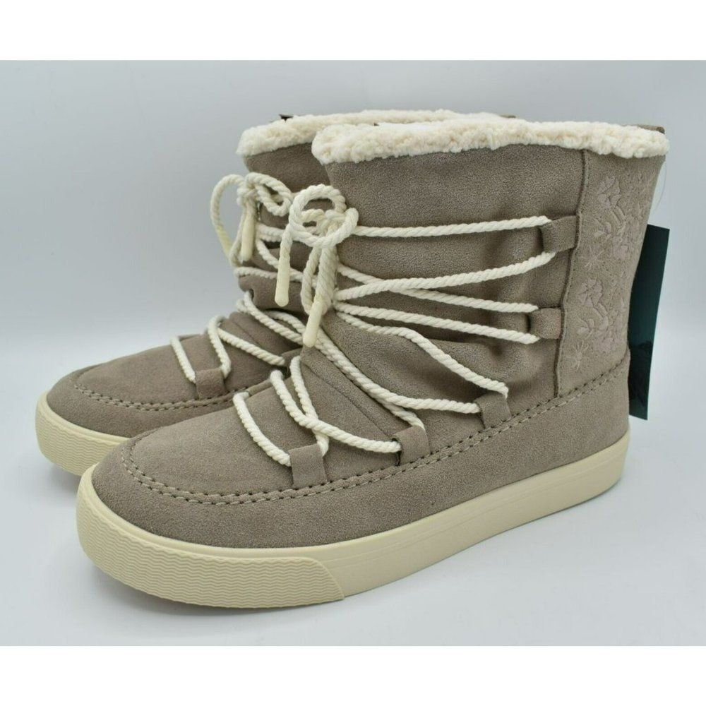 Toms Womens Size 8 Alpine Desert‎ Taupe Faux Shearling Water Resistant Boots